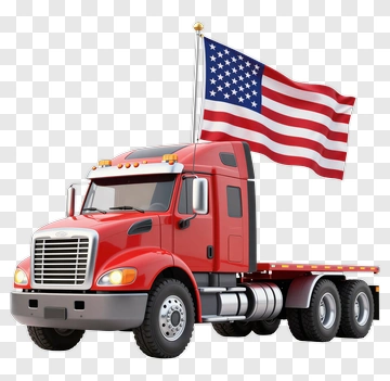 Red Truck With American Flag PNG