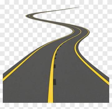 Curved Road With Yellow Lines PNG