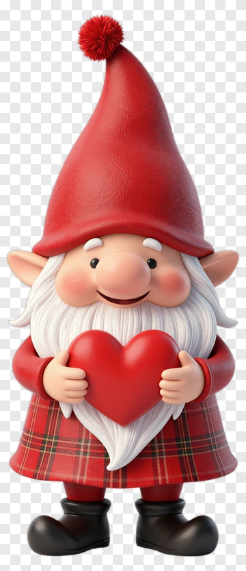 Cartoon Gnome Holding A Heart PNG