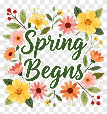 Spring Begins Floral Design PNG