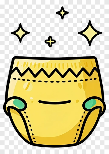 Cartoon Yellow Diaper With Sparkles PNG