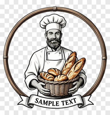 Baker Holding A Basket Of Bread PNG