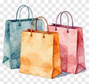 Watercolor Shopping Bags PNG