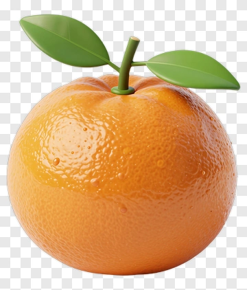 Realistic Orange With Leaves PNG