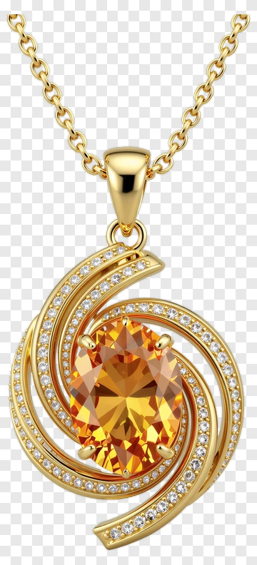 Gold Pendant With Orange Gemstone PNG