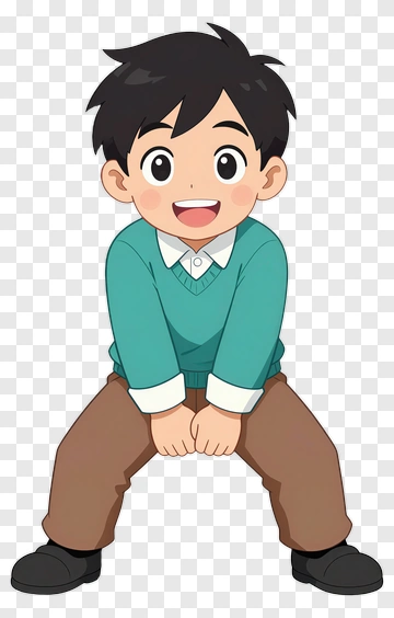Cartoon Boy Smiling And Playing PNG