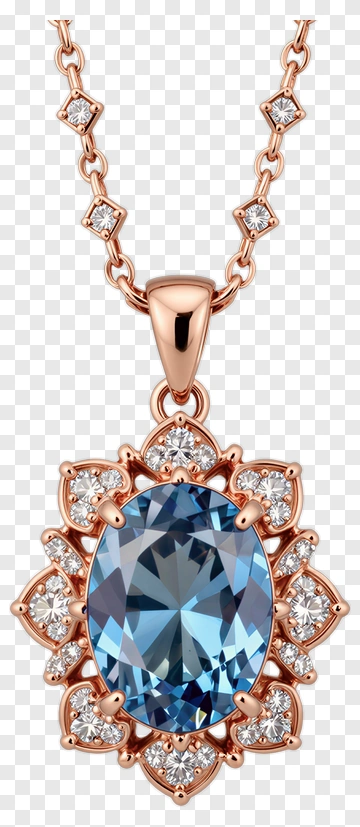 Elegant Blue Gemstone Pendant Necklace PNG
