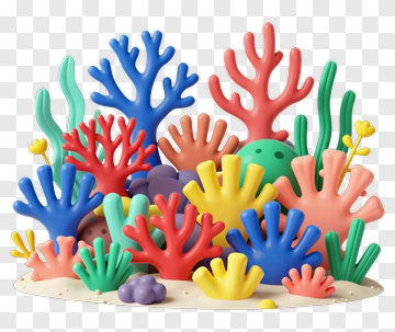 Colorful Coral Reef Composition PNG