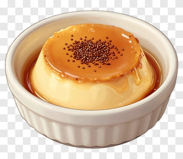 Caramel Flan In A White Dish PNG