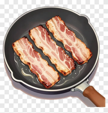 Cooked Bacon In A Frying Pan PNG