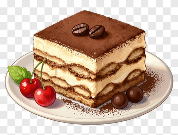Delicious Tiramisu Dessert With Cherries PNG