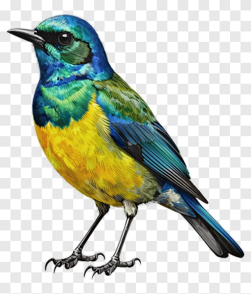 Colorful Bird With Blue And Yellow Feathers PNG