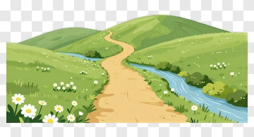 Scenic Pathway Through Green Hills PNG
