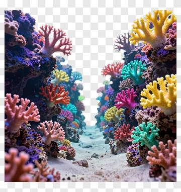 Vibrant Coral Reef Underwater Scene PNG