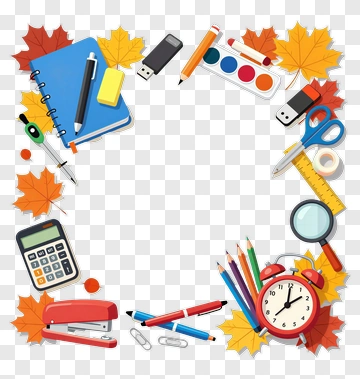 Autumn School Supplies Frame PNG