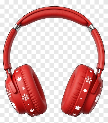 Red Headphones With Snowflake Design PNG