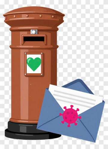 Mailbox With Love Heart And Covid-19 Envelope PNG