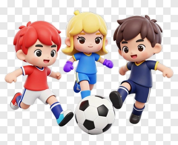 Cartoon Kids Playing Soccer PNG