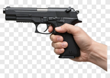 Hand Holding A Black Handgun PNG
