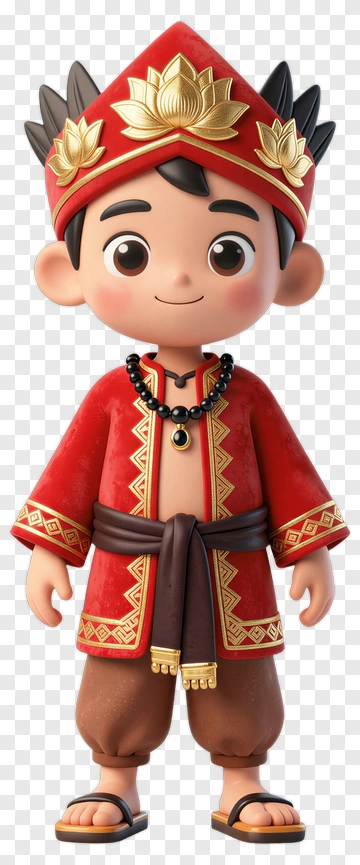3D Boy In Traditional Red Outfit PNG