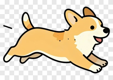 Cartoon Corgi Running PNG