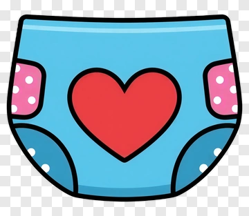 Cartoon Diaper With Heart Design PNG