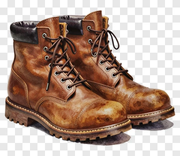 Brown Leather Work Boots PNG