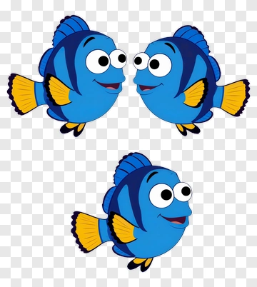 Cartoon Blue Fish Pair PNG