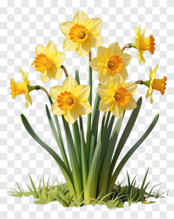 Colorful Daffodil Flowers PNG