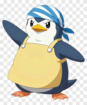 Penguin Wearing A Blue Bandana And Apron PNG