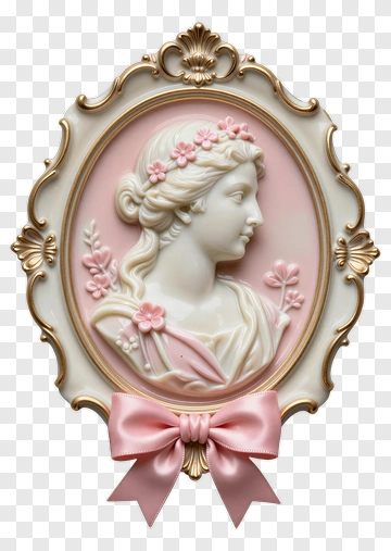 Vintage Framed Relief Portrait Of A Woman PNG