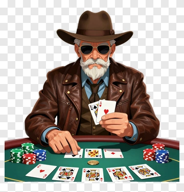 Poker Player Holding Cards PNG