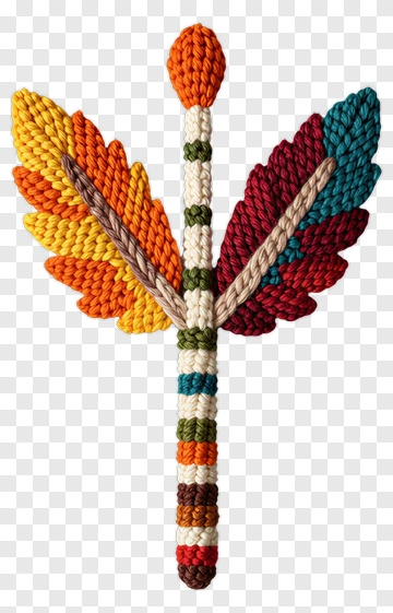 Colorful Felt Arrow With Leaves PNG