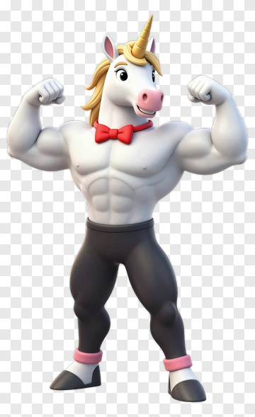 Muscular Unicorn Flexing Muscles PNG