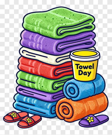 Colorful Stack Of Towels For Towel Day PNG