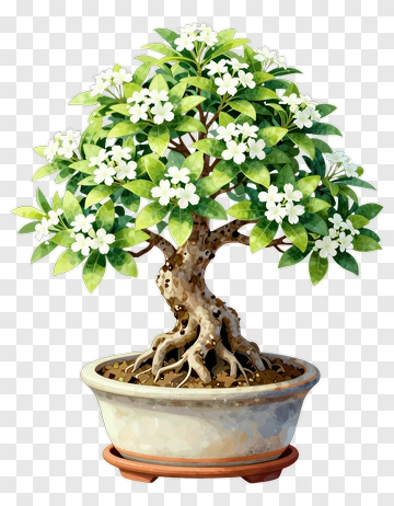 Colorful Bonsai Tree In A Pot PNG