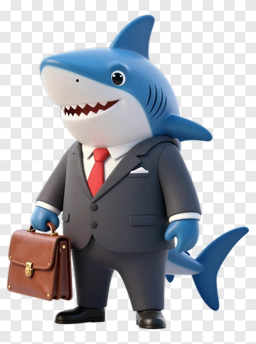 Business Shark In A Suit Holding A Briefcase PNG
