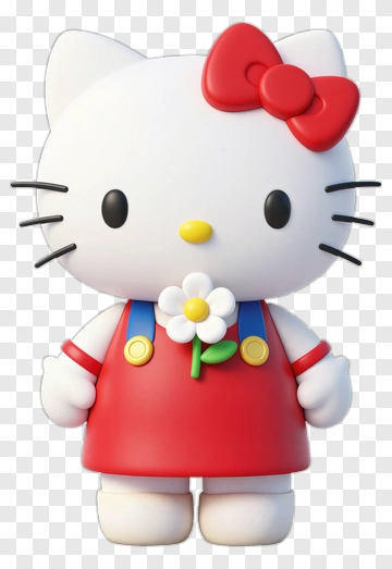 3D Hello Kitty Holding A Flower PNG