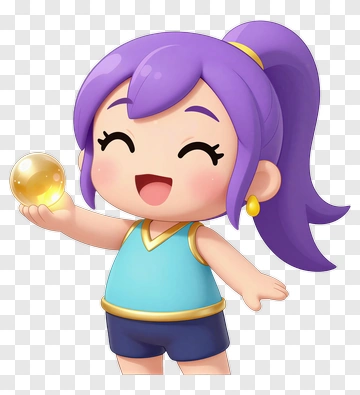 Cartoon Girl Holding A Golden Ball PNG