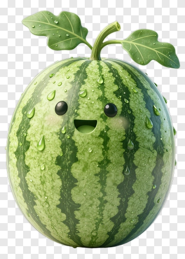 Cartoon Watermelon With A Happy Face PNG