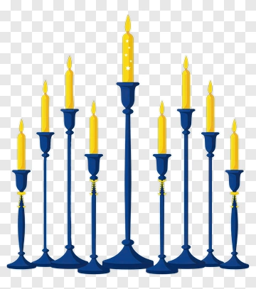 Tall Blue Candle Holders With Yellow Candles PNG