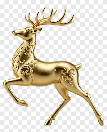 Golden Deer With Ornate Design PNG