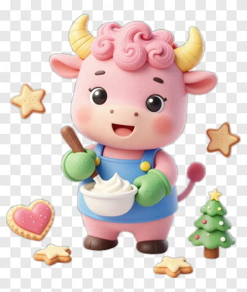 Cartoon Cow Baking Cookies PNG
