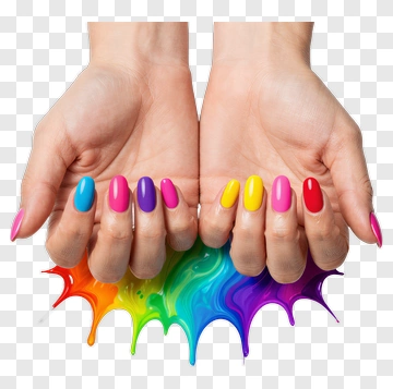 Colorful Nails With Paint Splash PNG