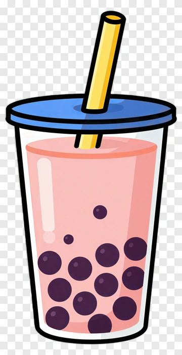 Cartoon Bubble Tea With Straw PNG