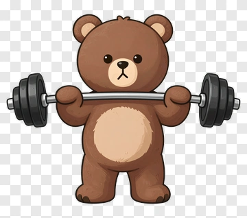Cartoon Bear Lifting Weights PNG