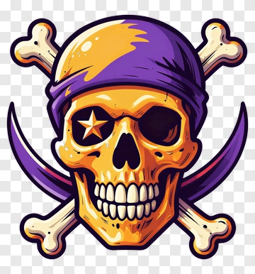 Cartoon Pirate Skull With Crossbones PNG