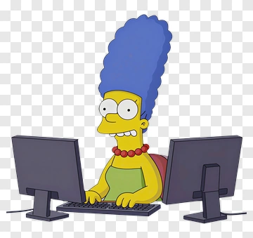 Cartoon Woman Working At A Computer PNG