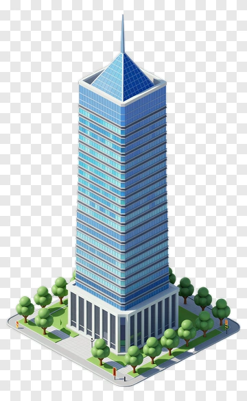 Modern Skyscraper With Trees And Sidewalk PNG