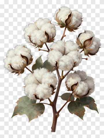 Cotton Plant With White Bolls PNG